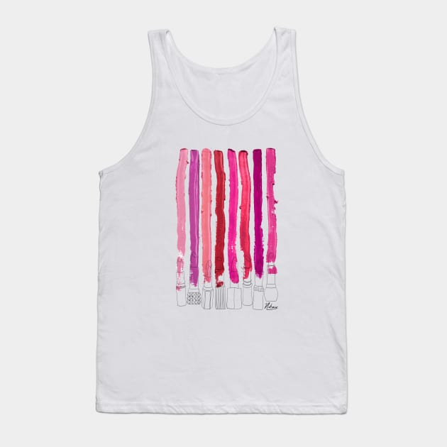 Lipstick Stripes V.1 Fuschia Red Pink Tank Top by notsniwart